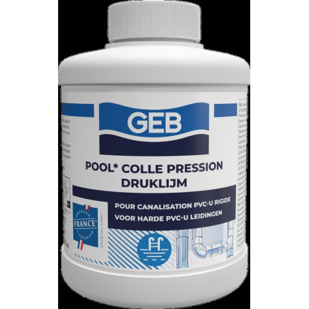 Colle pression spéciale piscine pour raccords pvc sans THF couleur translucide, réf. 504794