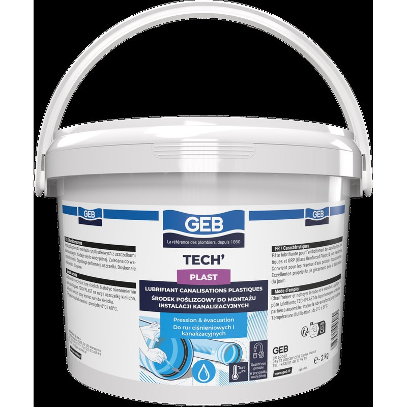 Pâte lubrifiante base aqueuse pour emboîtement seau 2kg couleur translucide