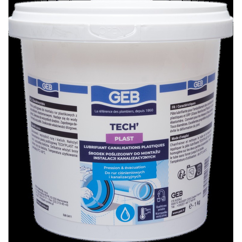 Pâte lubrifiante base aqueuse pour emboîtement seau 1kg couleur translucide