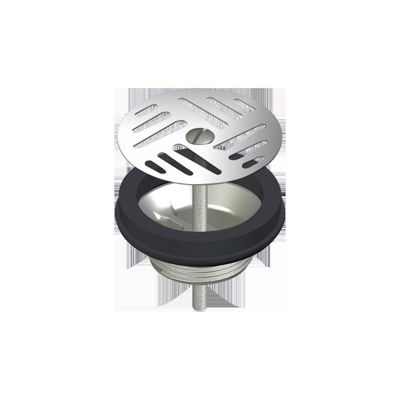 Bonde de lavabo ou d'ur. Ø63 M1"1/4 à grille Inox + vis centrale