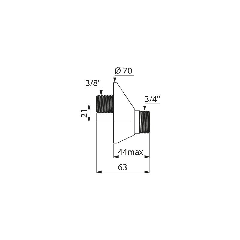 2 x Raccords décalés M3/8" M3/4" sous rosace, entraxe 21 mm