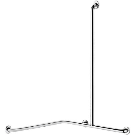 Barre de douche d'angle avec remontée verticale Inox brillant - Ø32 - droite