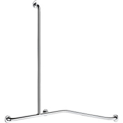 Barre de douche d'angle avec remontée verticale Inox brillant - Ø32 - gauche