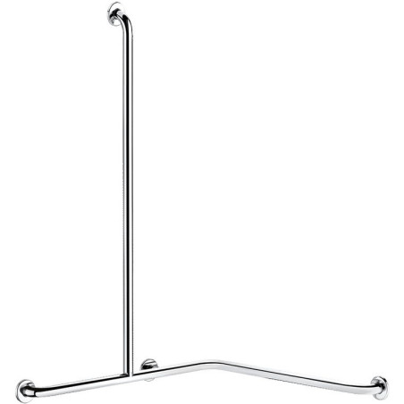 Barre de douche d'angle avec remontée verticale Inox brillant - Ø32 - gauche