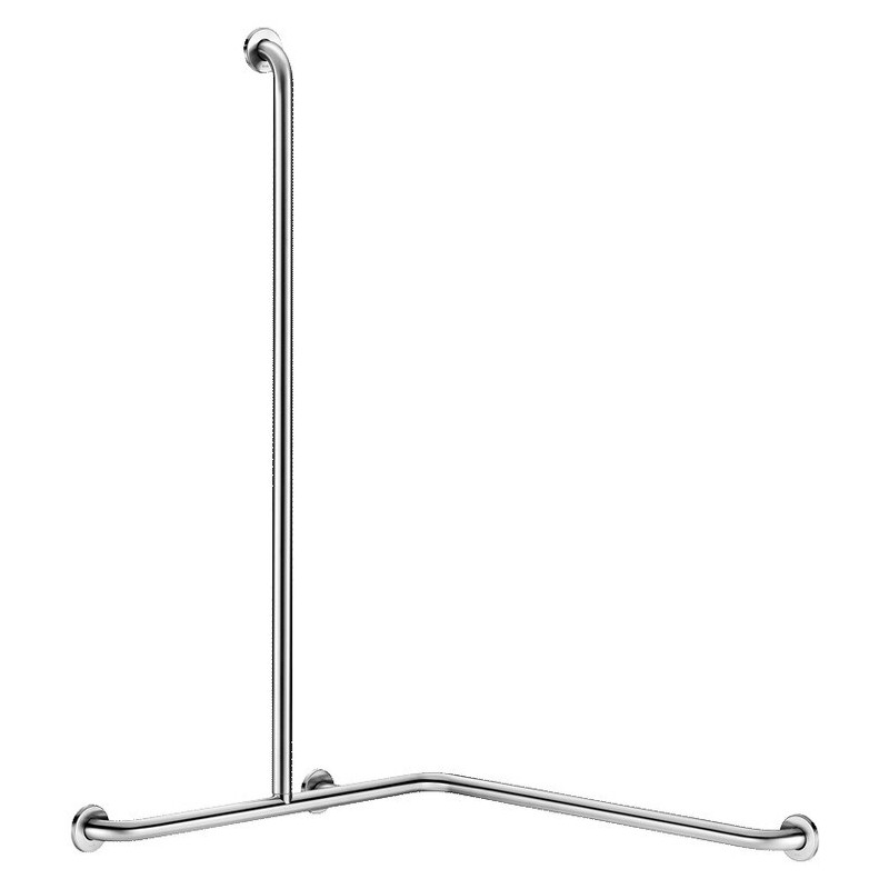 Barre de douche d'angle avec remontée verticale Inox satiné - Ø32 - gauche