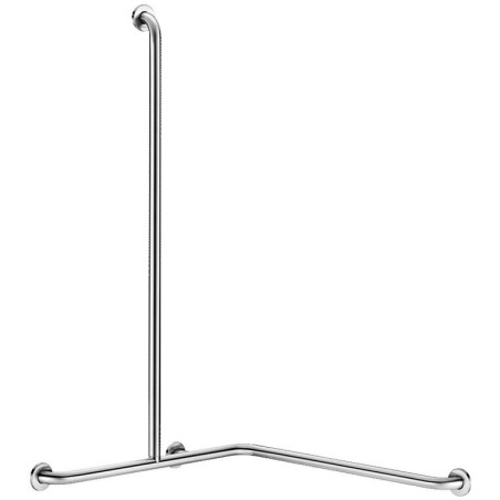 Barre de douche d'angle avec remontée verticale Inox satiné - Ø32 - gauche