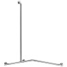Barre de douche d'angle avec remontée verticale Inox satiné - Ø32 - gauche