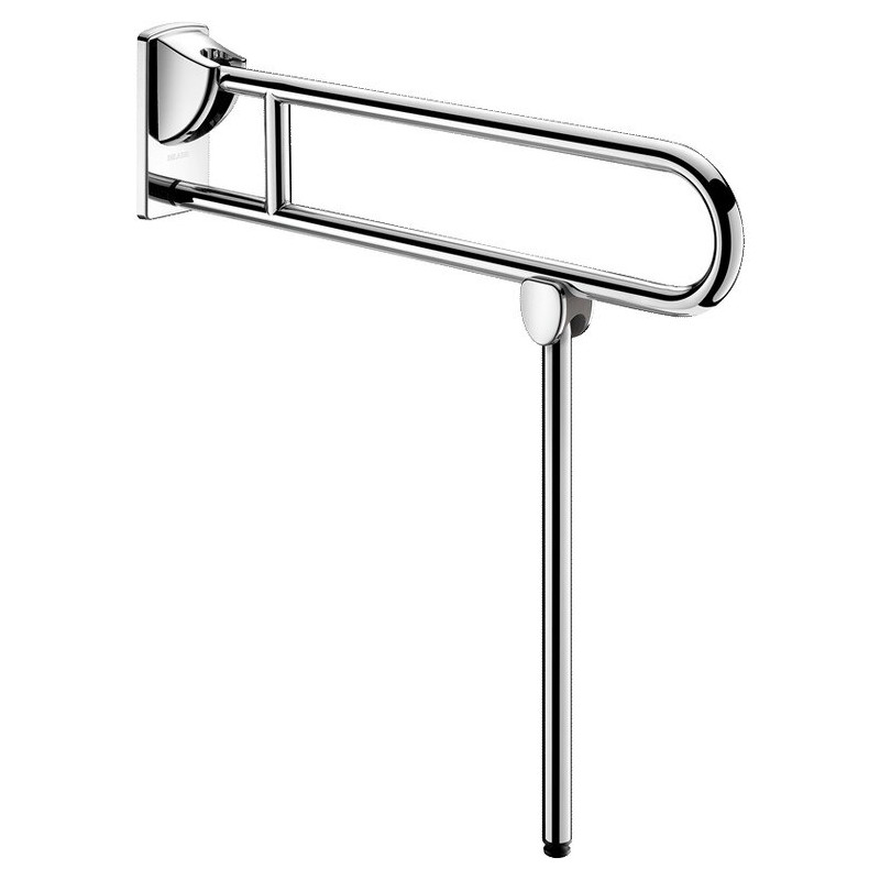 Barre de maintien rabattable avec béquille Inox brillant, L. 850 mm - Ø32