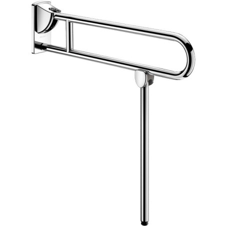 Barre de maintien rabattable avec béquille Inox brillant, L. 850 mm - Ø32