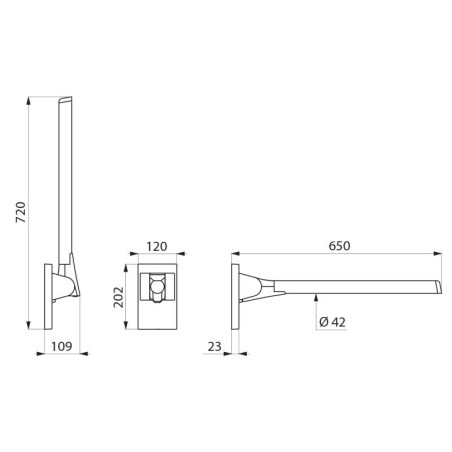 Barre rabattable Be-Line® Ø42 L.650 aluminium anthracite
