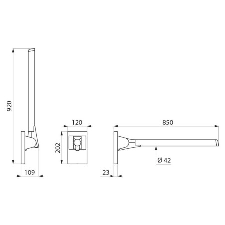 Barre rabattable Be-Line® Ø42 L.850 aluminium noir mat
