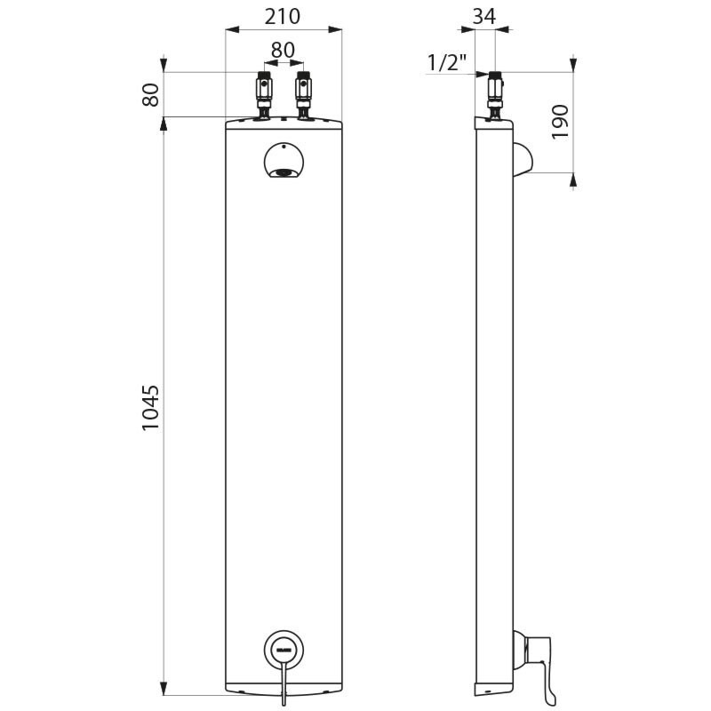 Colonne douche avec mitigeur séquentiel thermostatique, alimentation flexible