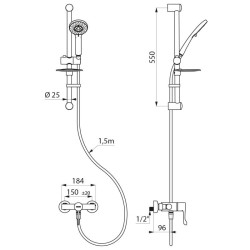 Colonne de douche avec mitigeur thermostatique séquentiel H9630,raccord S/C