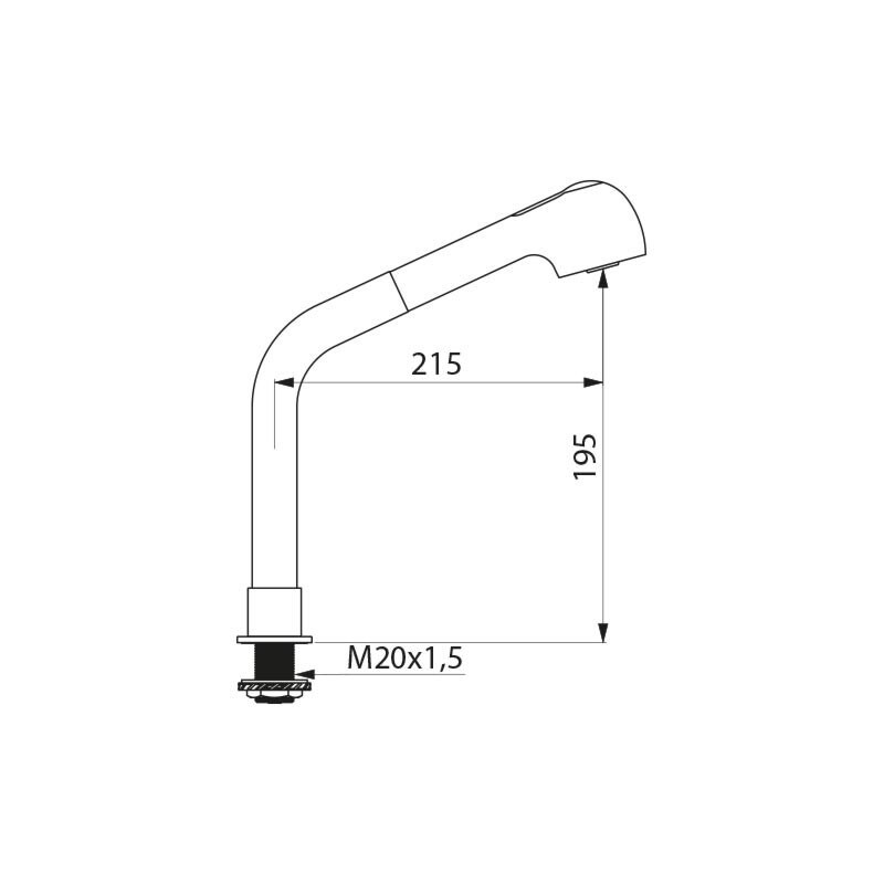 Colonne orientable avec douchette extractible H.195 L.215