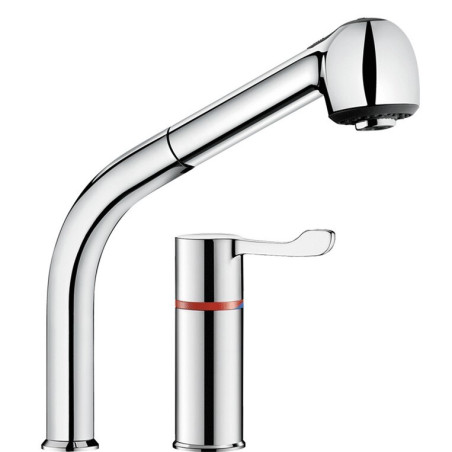 Combiné évier SECURITHERM thermostatique + colonne à douchette extrac.