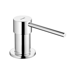Distri savon bec droit ac cartouche, bidon 0,5L, Inox poli