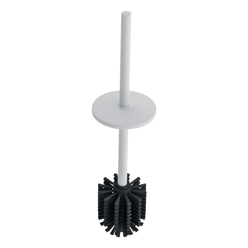 Ensemble brosse WC avec couvercle Inox époxy blanc mat