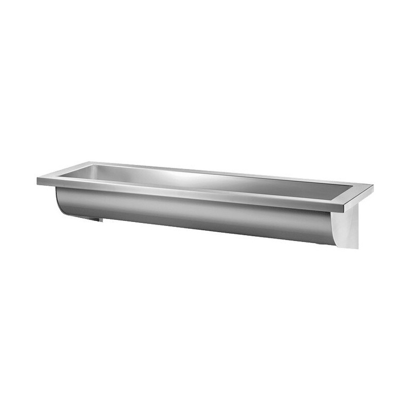 Lavabo CANAL L.1200 sans trou robinet évacuation gche Inox 304 satiné