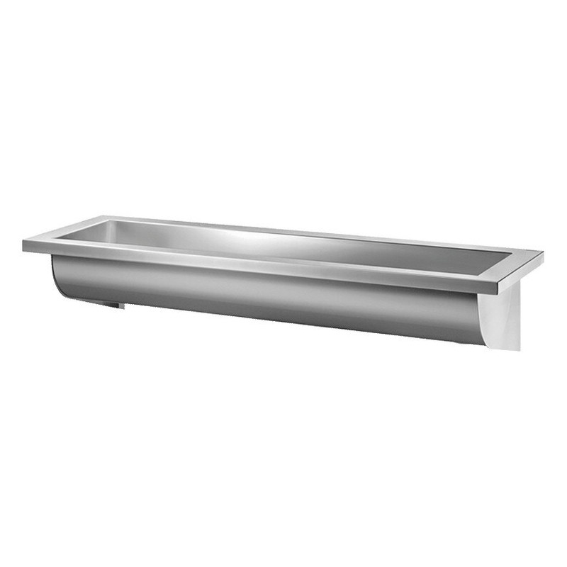 Lavabo CANAL L.1400 sans trou robinet évacuation dte Inox 304 satiné