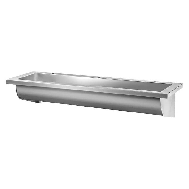 Lavabo CANAL L.1800 3 trous rob Ø22 évacuation dte Inox 304 satiné