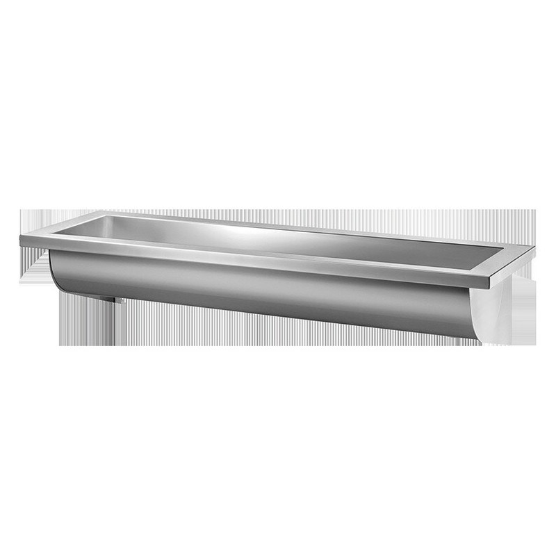 Lavabo CANAL L.1800 sans trou robinet évacuation gche Inox 304 satiné