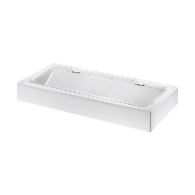Lavabo MINERALCAST mural L.1200 2 places sans trou robinet