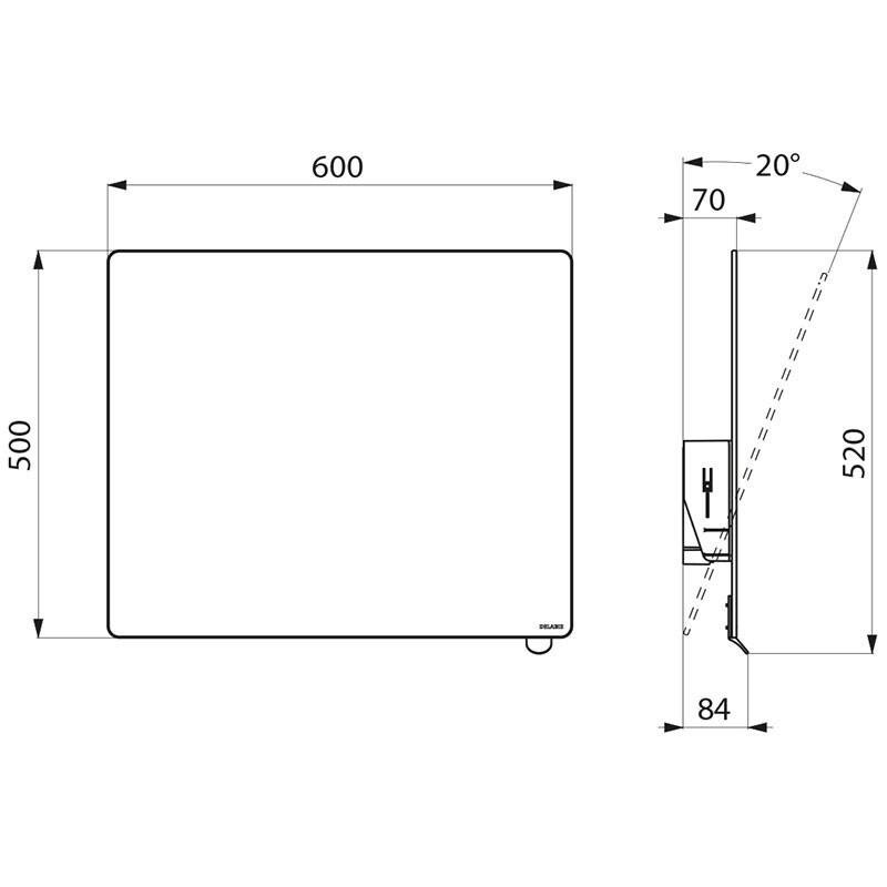 Miroir inclinable 600x500 avec poignée anthracite