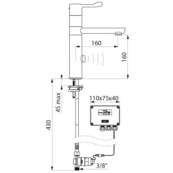 Mitigeur de lavabo automatique TEMPOMATIC MIX - H. 165 L. 160 L. 100 - 230V