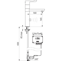 Mitigeur de lavabo automatique TEMPOMATIC MIX - H. 165 L. 160 L. 100 - piles lev