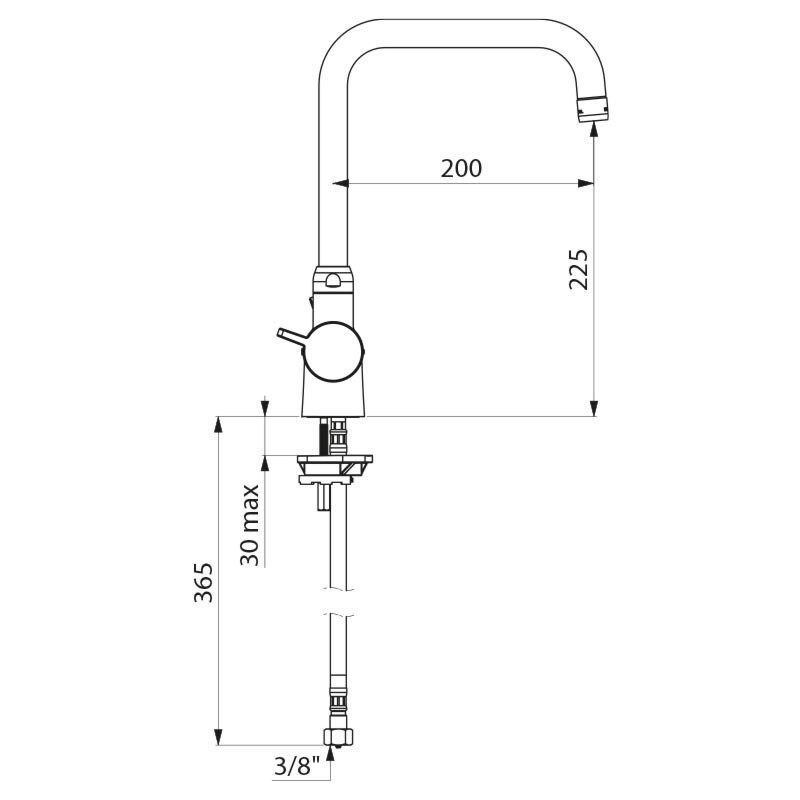 Mitigeur évier SECURITHERM thermostatique à bec orientable H.225 L.200