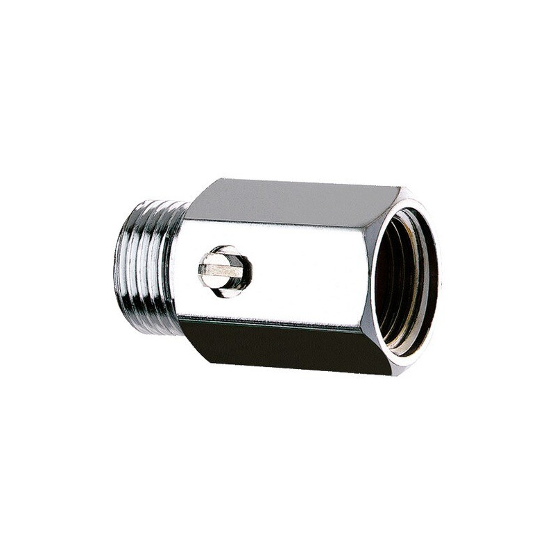 Raccord STOP droit nickelé MF1/2" L.35