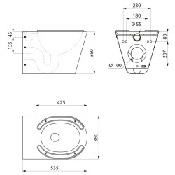 WC S21 S suspendu Inox 304 satiné + 2 x Protection noire