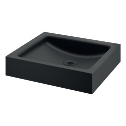 Lavabo UNITO mural sans trou robinet sans trop plein Inox noir mat