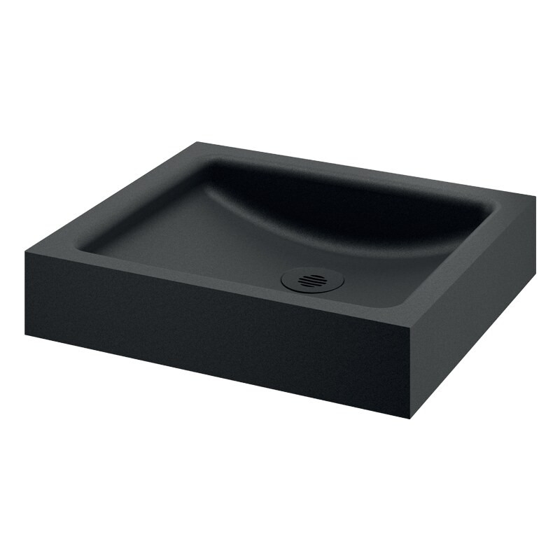 Lavabo UNITO mural sans trou robinet sans trop plein Inox noir mat