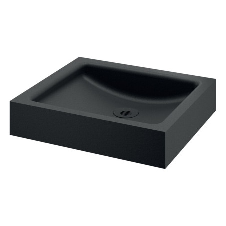Lavabo UNITO mural sans trou robinet sans trop plein Inox noir mat