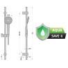 Barre de douche 700 mm ø avec douchette 1 jet flex 150 cm
