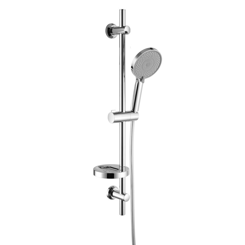 Barre de douche 700 mm ø avec douchette 3 jets flex 150 cm + porte savon, réf. 703A
