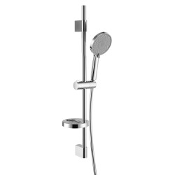 Barre de douche 700 mm ø avec douchette 3 jets flex 150 cm + porte savon, réf. 704A