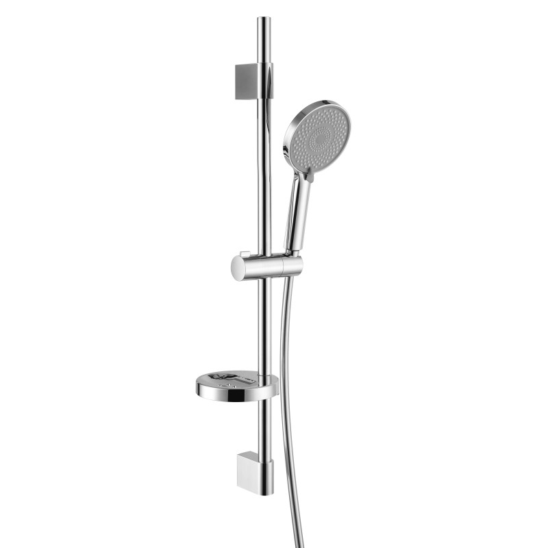 Barre de douche 700 mm ø avec douchette 3 jets flex 150 cm + porte savon, réf. 704A