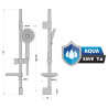 Barre de douche 700 mm ø avec douchette 3 jets flex 150 cm + porte savon, réf. 704A