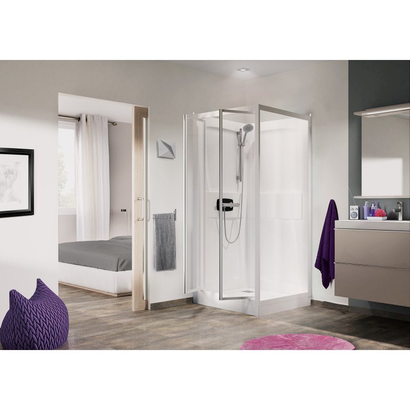 2 portes pivotantes • Receveur 18.0 cm • Robinetterie thermostatique