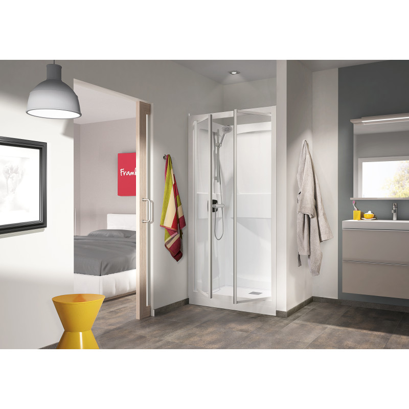 2 portes pivotantes • Receveur 9.0 cm • Robinetterie thermostatique