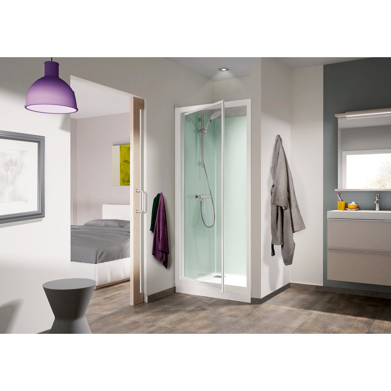 2 portes pivotantes • Receveur 18.0 cm • Robinetterie thermostatique
