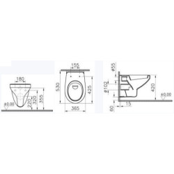 Cuvette WC suspendue DOMAO Access 53 cm, avec bride, blanc brillant