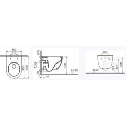 Pack WC suspendu DOMAO 300 Vortex 52 cm, blanc brillant
