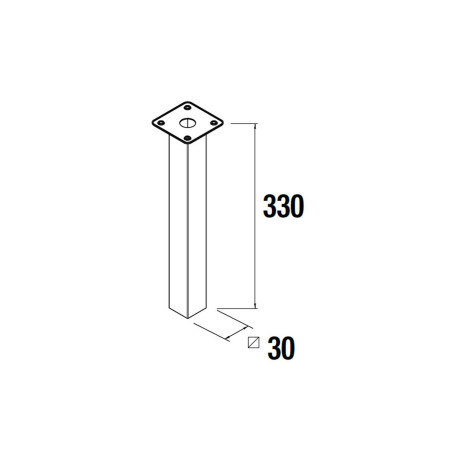 Jeu de 2 pieds carrés chromés - 330 mm