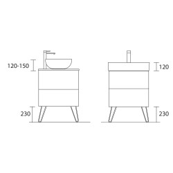 Jeu de 2 pieds DANNA - 230 à 330 mm, 3 finitions