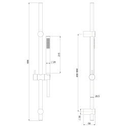Barre de douchette complète 1 jet s304