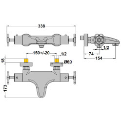 Mitigeur bain-douche thermostatique INDUS poignées noires
