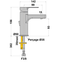 Mitigeur lavabo c3 sans vidage ULTIMA